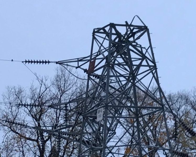 A tower that runs a 115,000 volt line toppled during the storm.