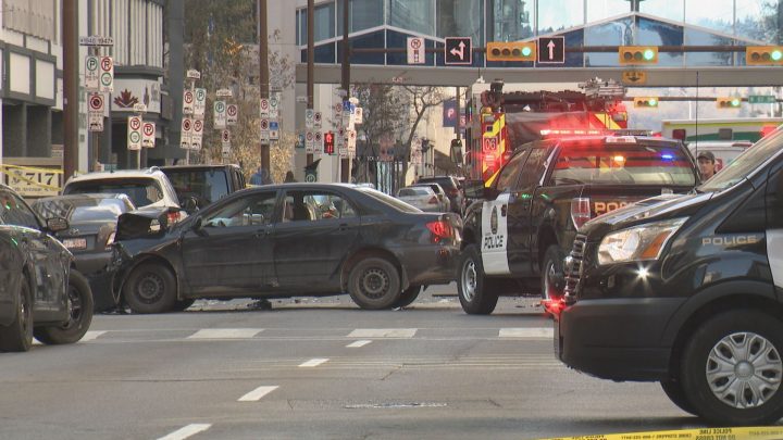 Police are investigating after an officer-involved shooting in downtown Calgary on Saturday, Oct. 19, 2019.