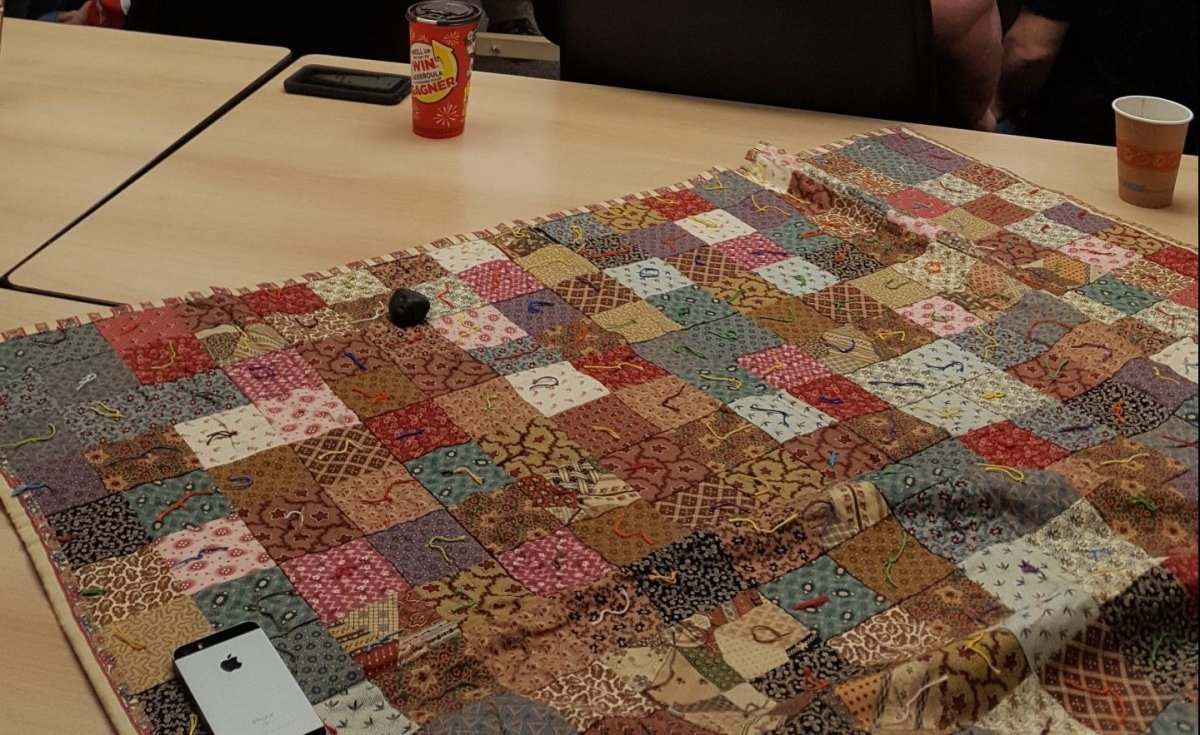 Edmonton's Old Boots Veterans Association is searching for this hand-stitched quilt, which was made by members of the support group and was stolen on October 17, 2019.