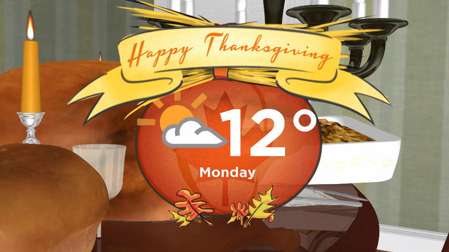 Sunny breaks return with daytime highs lingering in low double digits on Thanksgiving Day Monday.