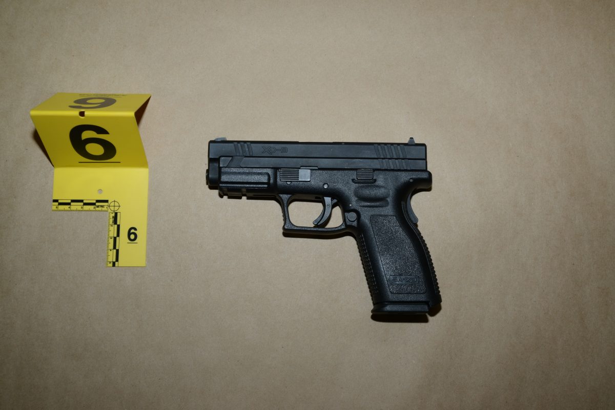 A handgun seized by Surrey RCMP from the vehicle driven by two men with ties to the Lower Mainland gang conflict on Sept. 26, 2019.