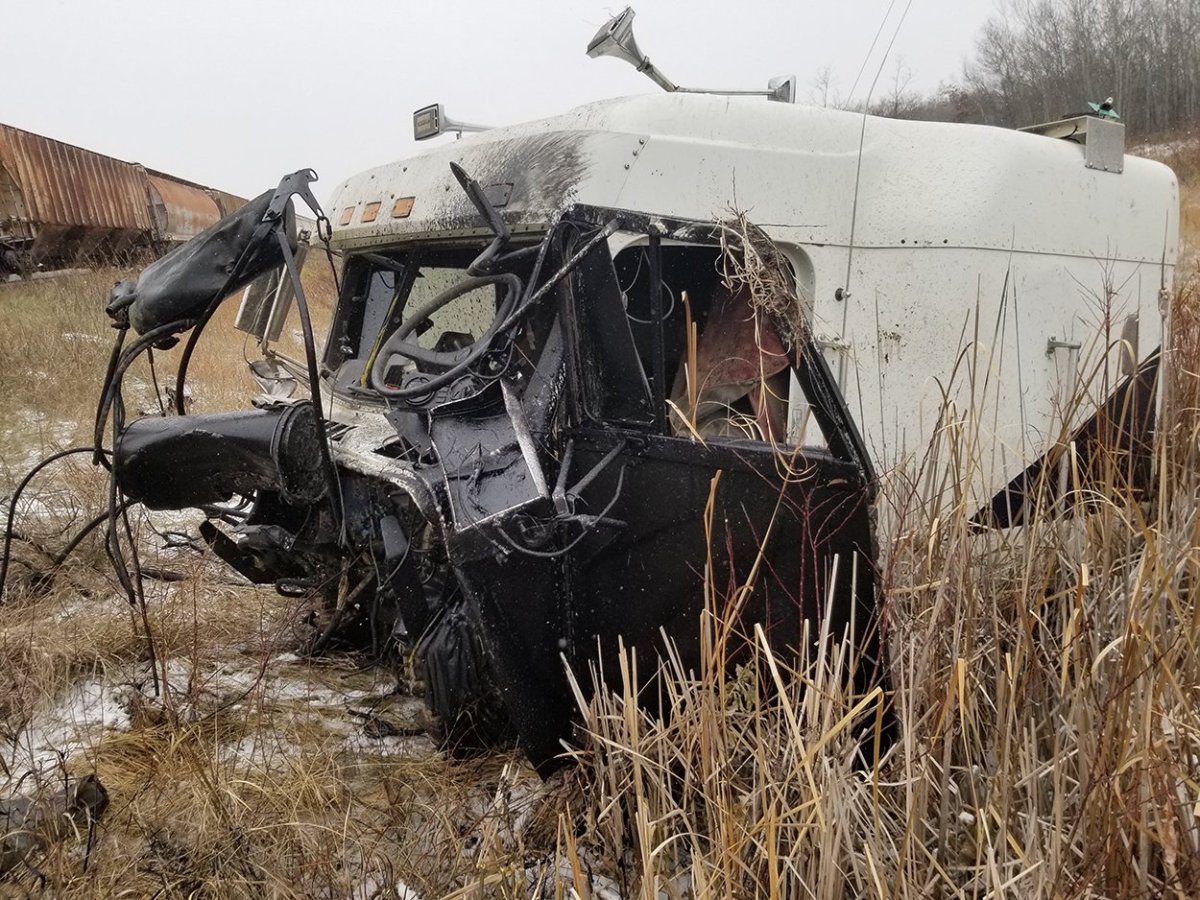 Virden RCMP were called to the scene of a crash between a train and a semi in Oak Lake Tuesday.