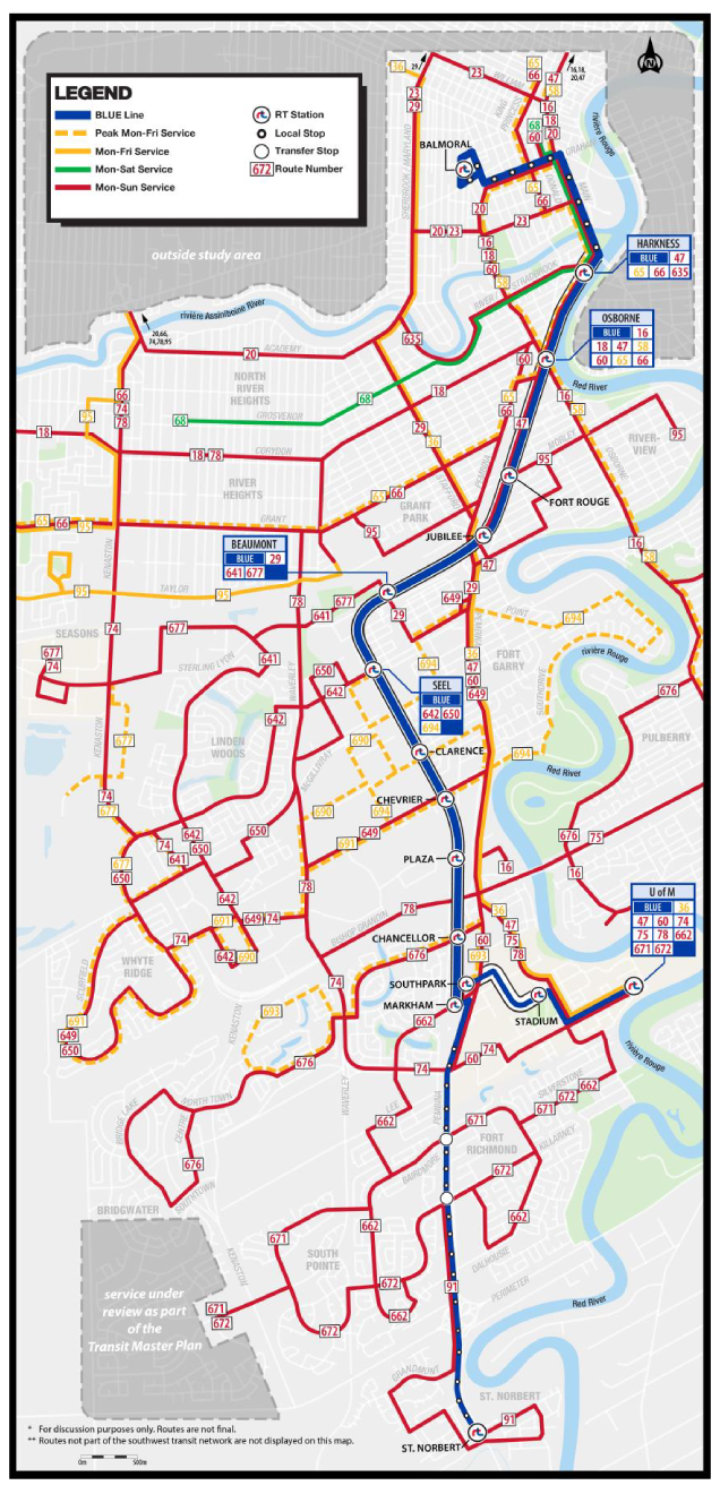 Winnipeg Transit proposes faster ‘Blue Line’ routes when Southwest ...