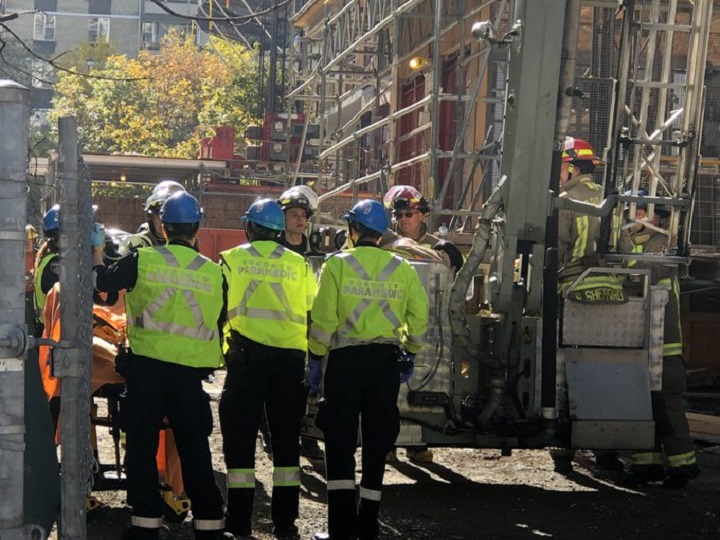 Toronto Fire rescued a man trapped on a construction site on Monday.