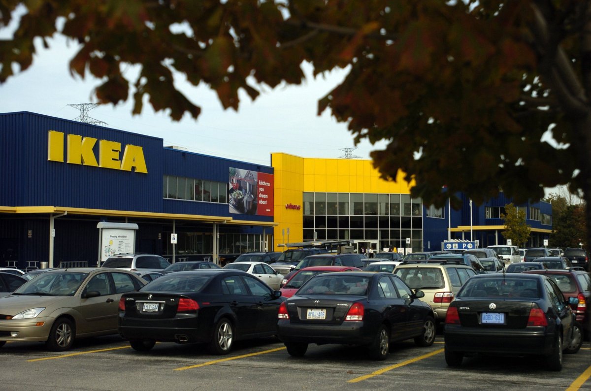 An exterior view of the Burlington IKEA store.
