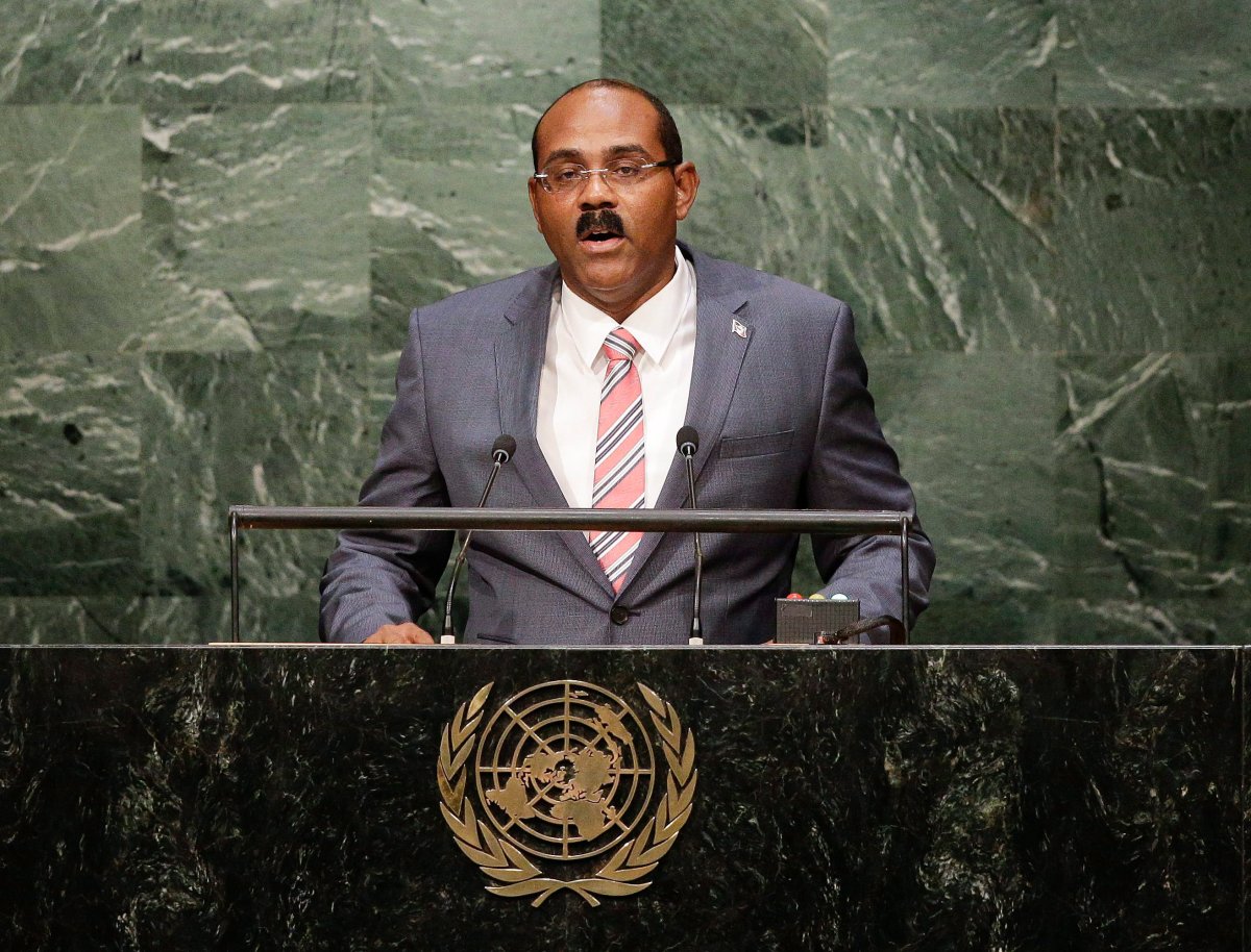 Antigua and Barbuda Prime Minister Gaston Alphonso Browne speaks during the 70th session of the United Nations General Assembly, Thursday, Oct. 1, 2015, at UN headquarters.
