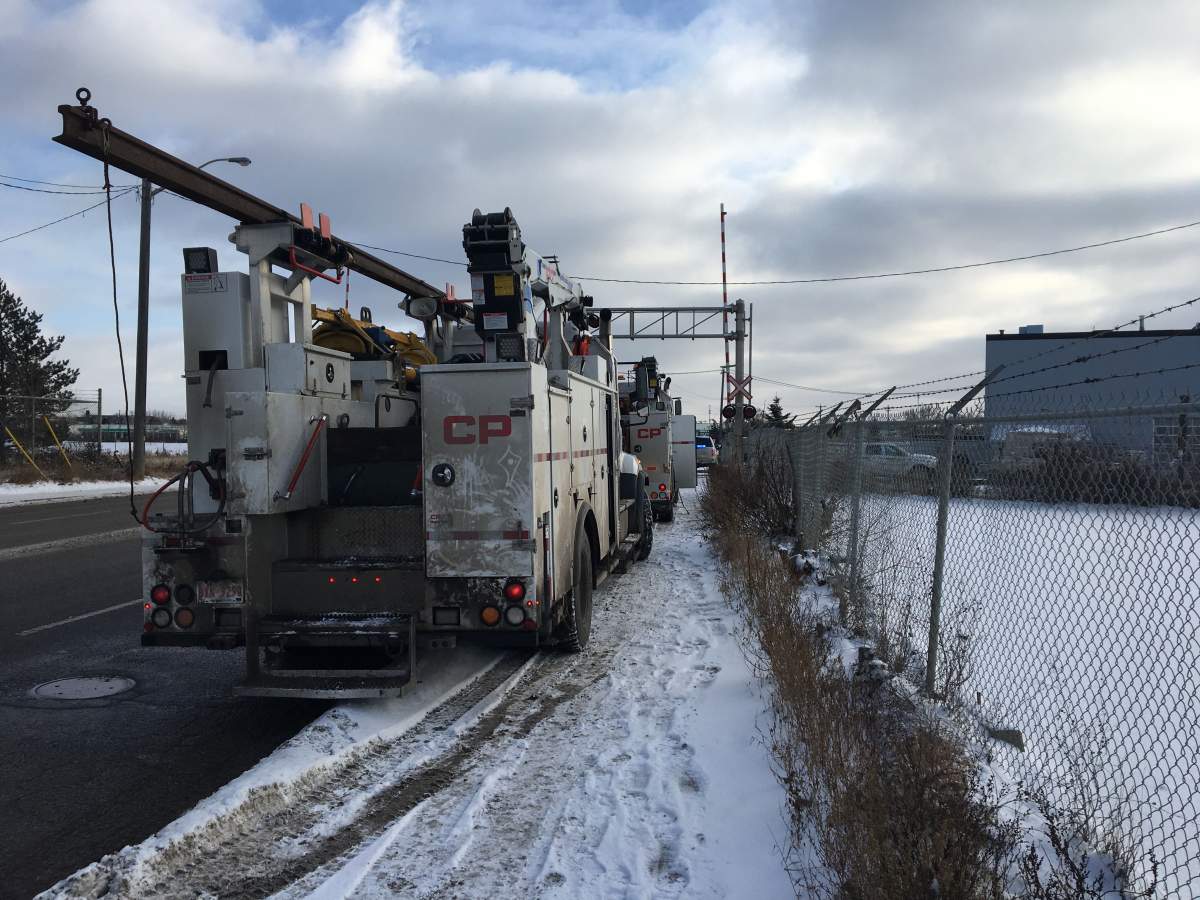 CP rail vehicles were on scene to repair a track in south Edmonton on Wednesday, Nov. 27, 2019.
