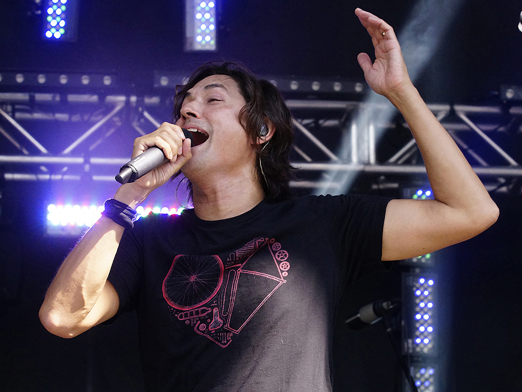 Moist frontman David Usher performing at the Oasis Rock & Roll Marathon in Montreal, Que., on Sunday, Sept. 24, 2017.
