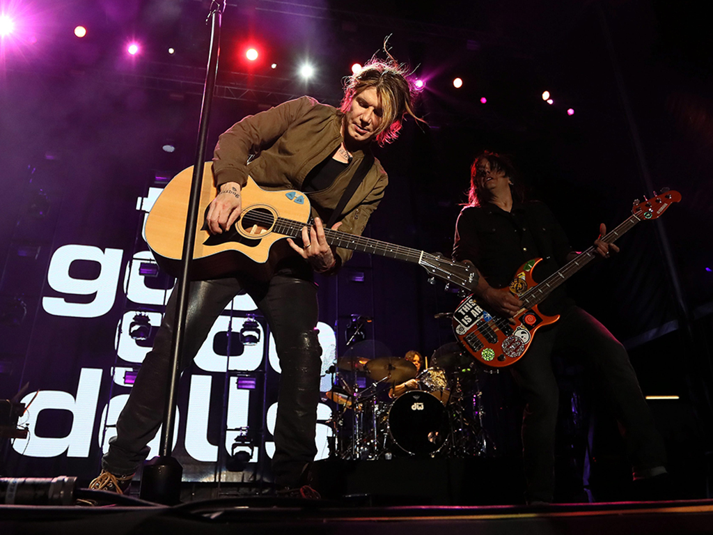 The Goo Goo Dolls’ Johnny Rzeznik (left) and Robby Takac (right) perform at the Mares Vivas Festival 2018 in Vila Nova de Gaia, centre of Portugal, on July 20, 2018.