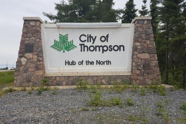 The City of Thompson sign.