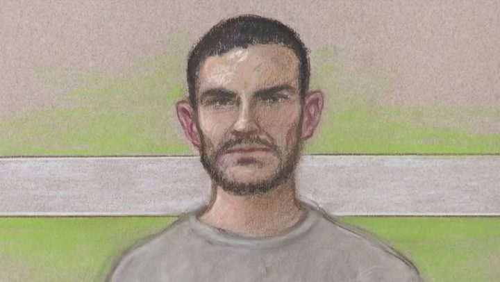 Maurice Robinson, the driver of a truck in which 39 people were found dead, is seen in a courtroom sketch in Chelmsford, Britain Oct. 28, 2019. 