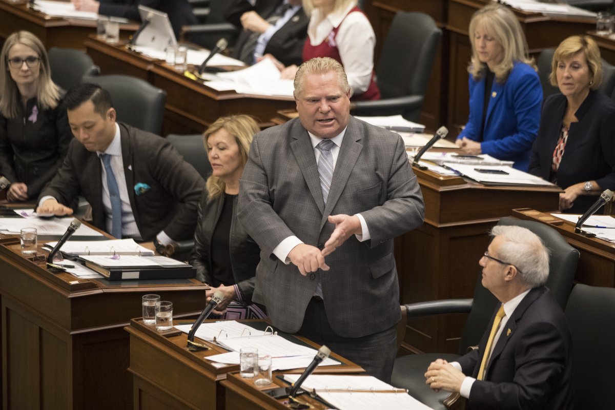 Ontario Premier Doug Ford attends Question Period in the Queens Park Legislature in Toronto. 