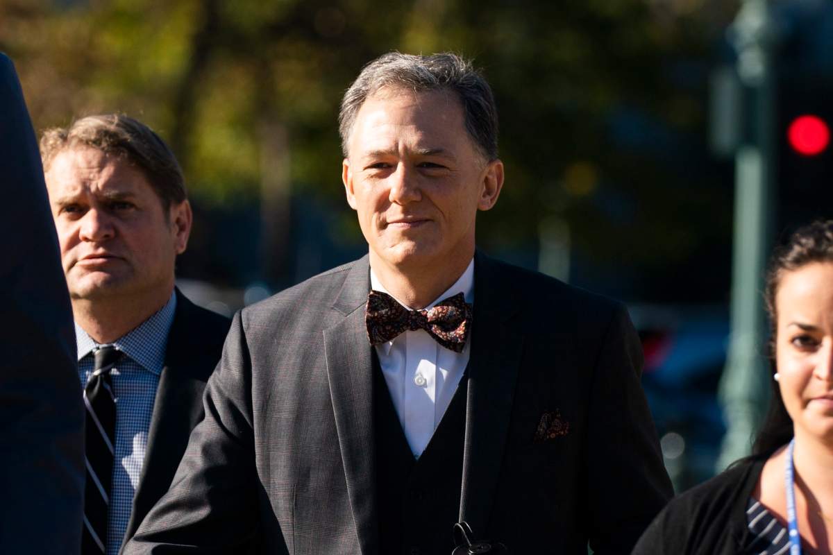George Kent (C), Deputy Assistant Secretary of State for Europe and Eurasia, arrives for his deposition amid the US House of Representatives' impeachment inquiry into President Trump in the US Capitol in Washington, DC, USA, 15 October 2019.