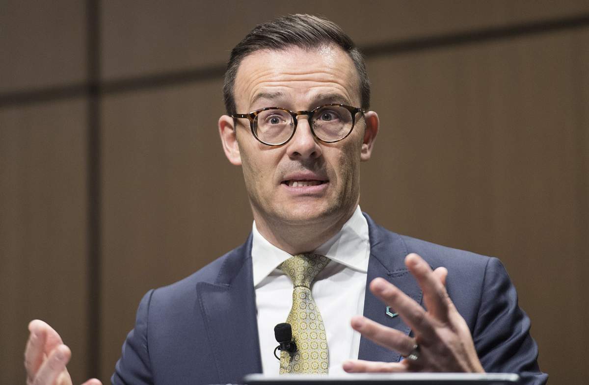 Desjardins Group President and CEO Guy Cormier speaks during a news conference in Montreal, Friday, November 1, 2019. he Desjardins Group data theft is much larger than first thought, affecting 4.2 million members — up from the 2.9 million first reported in June. 