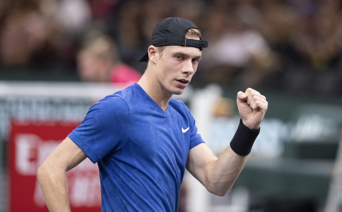 Denis Shapovalov (CAN) in action during the Rolex Paris Masters, match between Denis Shapovalov (CAN) and Gael Monfils (FRA), Day 05, at the Hotel Accord Arena, on November 01, 2019, in Paris, France. 