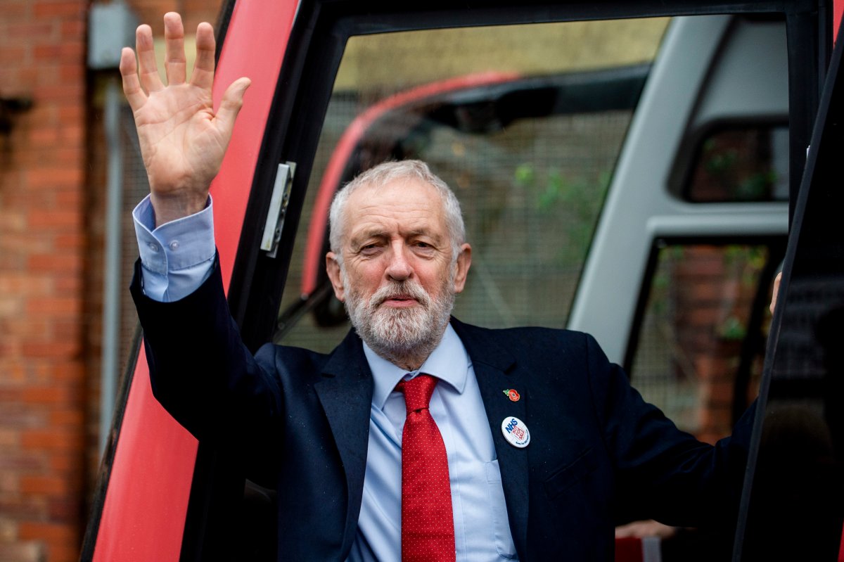 Labour Party leader Jeremy Corbyn unveils Labour's general election campaign bus in Liverpool, Britain, 07 November 2019.