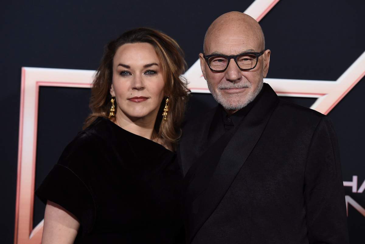 (L-R) Sunny Ozell and Patrick Stewart arrive at the Los Angeles premiere of ‘Charlie’s Angels’ at the Regency Theater Westwood on Monday, Nov. 11, 2019.