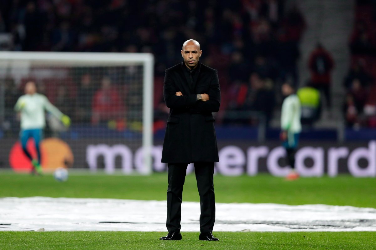 Monaco coach Thierry Henry watches his players before a Group A Champions League soccer match between Atletico Madrid and Monaco at the Metropolitano stadium in Madrid, Wednesday, Nov. 28, 2018. Henry is the new head coach of the Montreal Impact. 