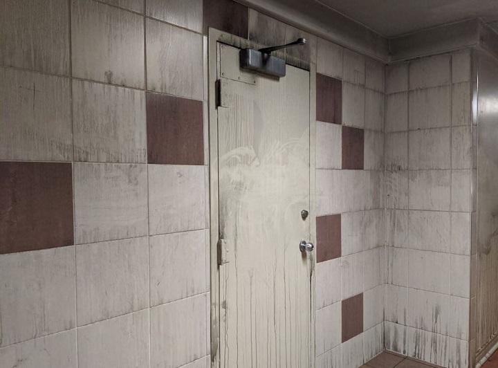 A photo from the 9th floor where the fire and smoke was seen coming from.