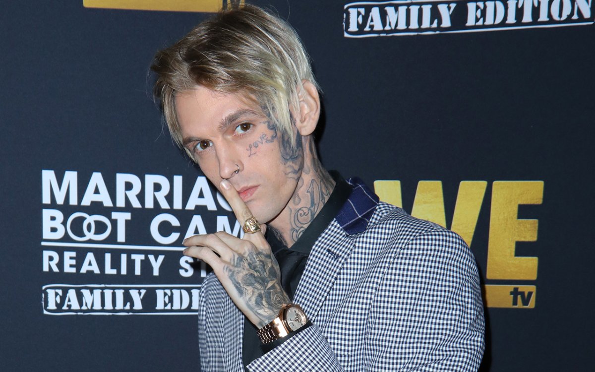 Aaron Carter attends a celebration of the premiere of 'Marriage Boot Camp' at SkyBar at the Mondrian Los Angeles on Oct. 10, 2019 in West Hollywood, Calif.