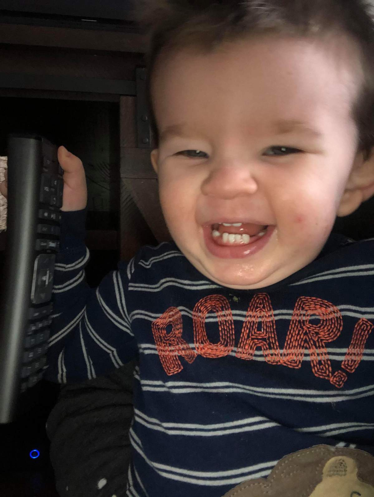 His parents say little Anthony Tappenden loves playing with remote controls.