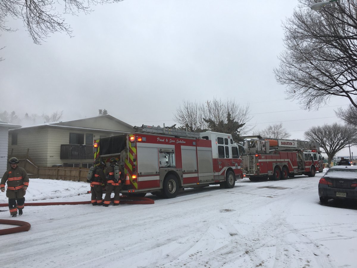 The Saskatoon Fire Department respond to a house fire on Saturday afternoon on Avenue D North.