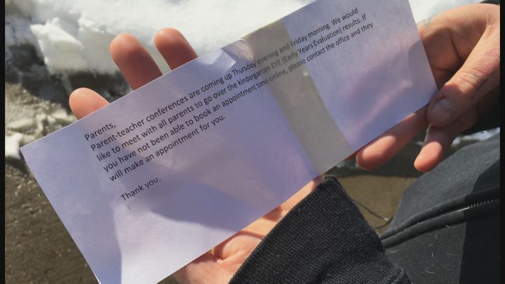 Calgary mother upset after daughter sent home with note taped to body - image