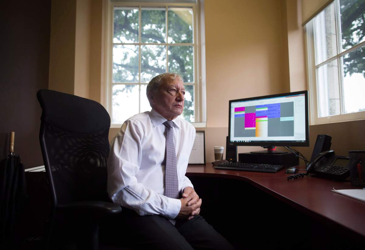 Dr. Brian Day, Medical Director of the Cambie Surgery Centre, sits for a photograph at his office in Vancouver on Wednesday, August 31, 2016. A self-styled champion of privatized health care is anticipating the start of closing arguments in British Columbia Supreme Court for his years-long legal fight that he says is about patients' access to affordable treatment, while his opponents accuse him of trying to gut the core of Canada's medical system. 