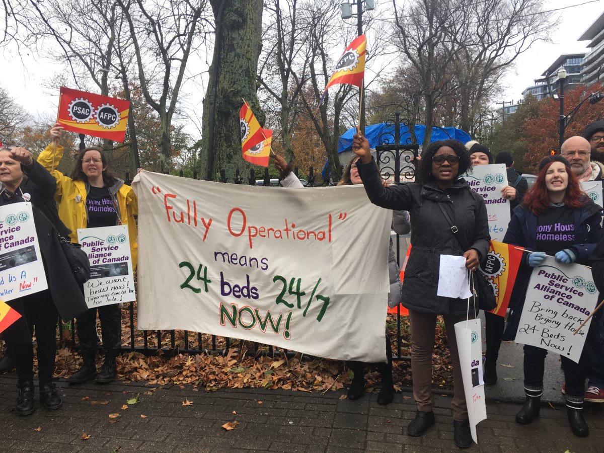 Dozens attend rally to bring attention to the state of Bryony House on Nov. 15, 2016.