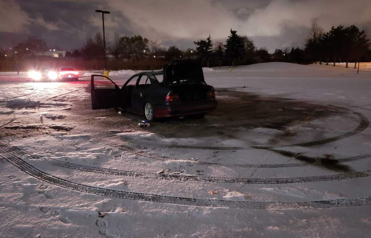 The damaged vehicle was found at the scene in Mississauga Wednesday evening.