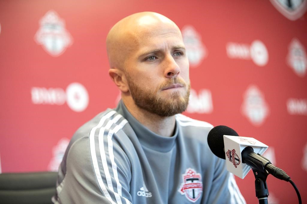 Toronto FC's Michael Bradley speaks to the media during an end of season availability in Toronto on Wednesday, November 13, 2019.