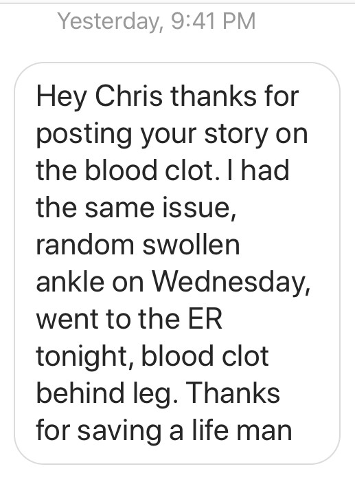 Chris Gailus: I ignored blood clot symptoms, and it could’ve killed me - image