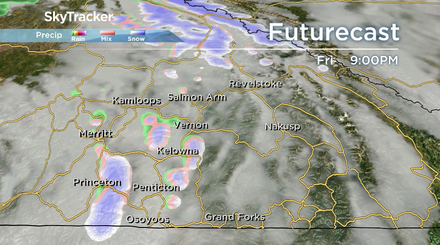 Clouds arrive late Friday with a chance of showers in the evening.