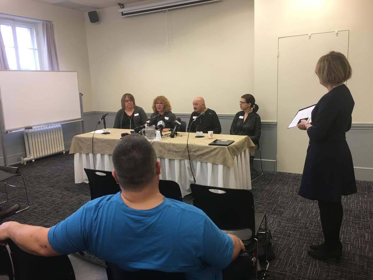 Quebec coalition for palliative care access on Tuesday, Nov. 19, 2019. Anne Leclair/Global News