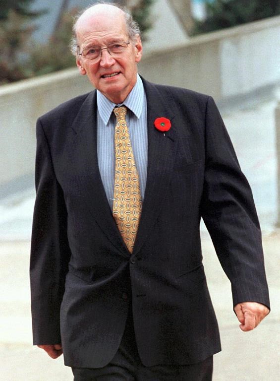 Former Nova Scotia premier Gerald Reganis shown in Halifax on Tuesday Nov. 10, 1998. Regan has died at the age of 91. Regan served as Liberal premier of the province for eight years, winning a minority government in 1970 and a majority in 1974.