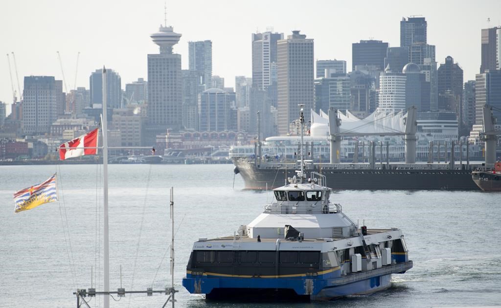 A seabus is pictured as it crosses Vancouver harbour with downtown Vancouver pictured in the background Wednesday, October, 30, 2019.