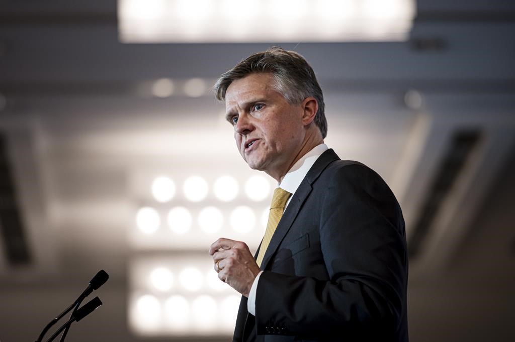 Ontario Minister of Finance Rod Phillips delivers remarks at the Canadian Club Toronto, in Toronto on Thursday, Oct., 10, 2019. THE CANADIAN PRESS/Christopher Katsarov.