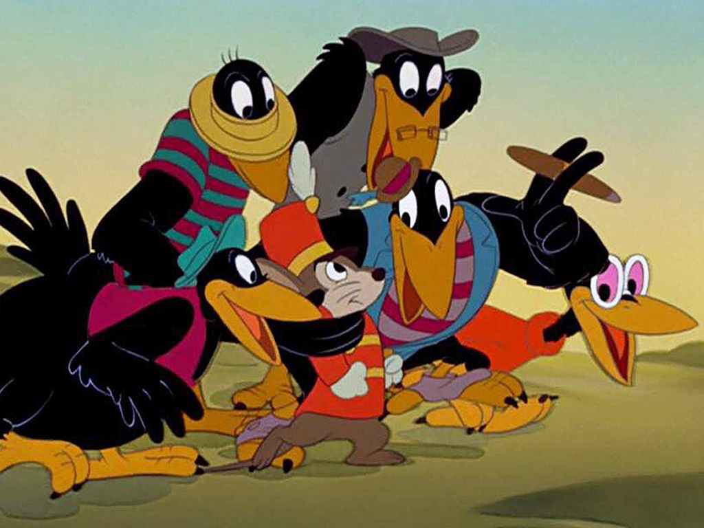 Timothy Q. Mouse and the much-beloved murder of crows, including Jim Crow, from Walt Disney’s ‘Dumbo’ (1941).