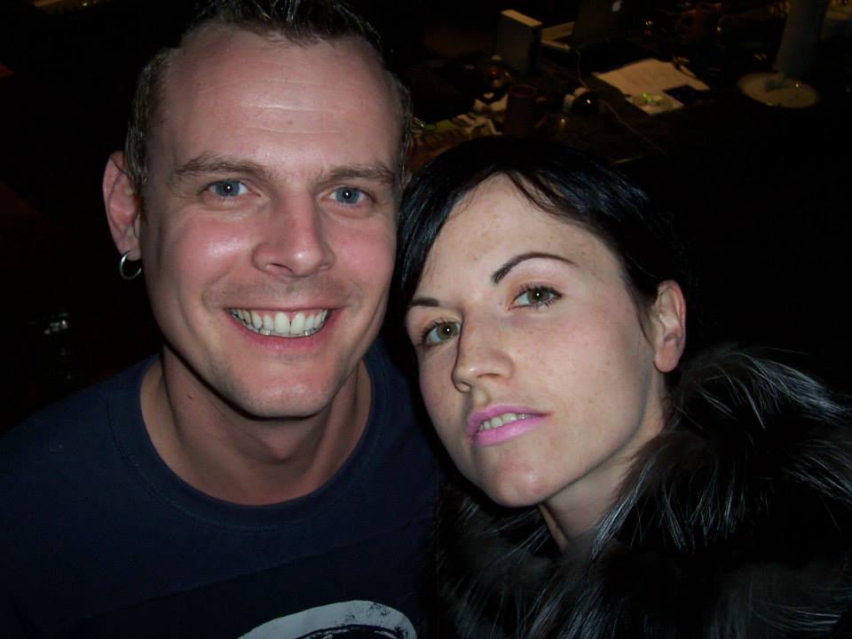 Dan Brodbeck, left, poses with late Irish musician Dolores O'Riordan during the pair's second studio session together.