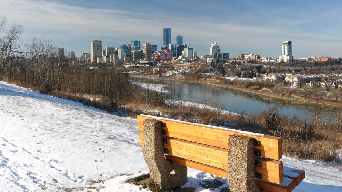 Looking across the North Saskatchewan River at downtown Edmonton, Alta. November 20, 2019. 