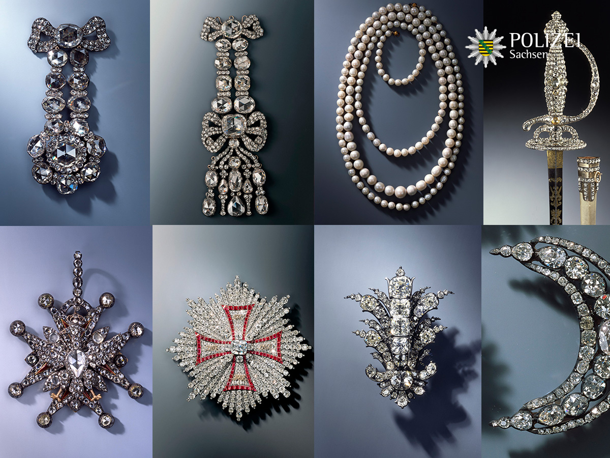 Saxony police released images of some of the stolen pieces of jewelry from the Dresden Green Vault Museum on Nov. 25, 2019.