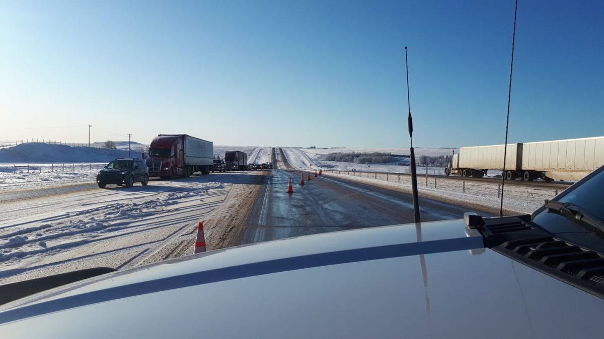 Northbound lanes of the QEII Highway were closed at Highway 581 on Wednesday, Nov. 20, 2019.