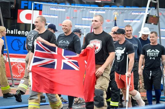 Fleming College's fire combat team at the world firefighter combat challenge in Alabama.