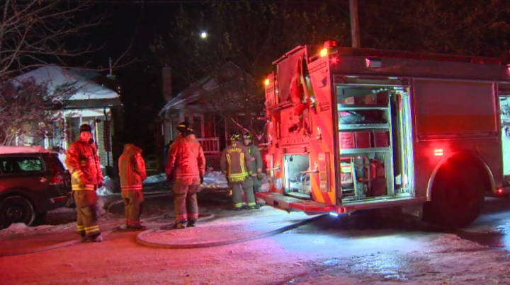 Crews at the scene of the fire Tuesday evening.
