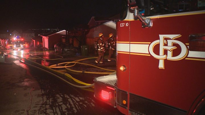 Crews responded to a garage fire in northwest Calgary on Monday, Nov. 18, 2019.