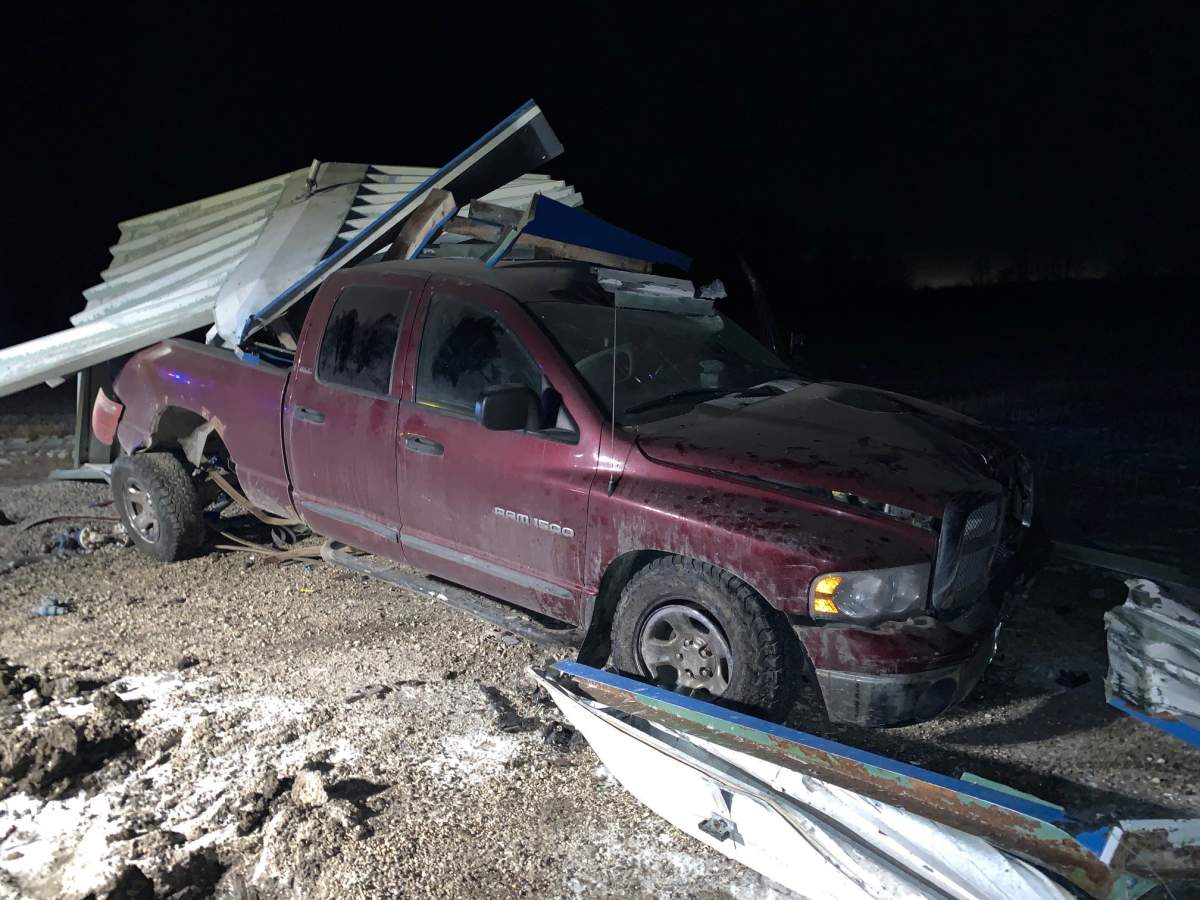 A pick-up truck hit a shed housing a natural gas distribution centre and caused a significant gas leak.