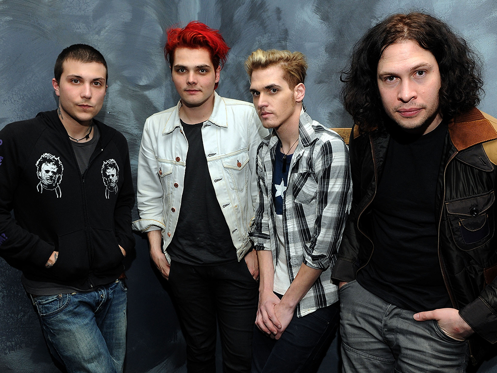 (L-R) Frank Iero, Gerard Way, Mikey Way and Ray Toro of My Chemical Romance pose after ‘American Express Presents My Chemical Romance at The Grammy Museum’ on Jan. 26, 2011 in Los Angeles, Calif.