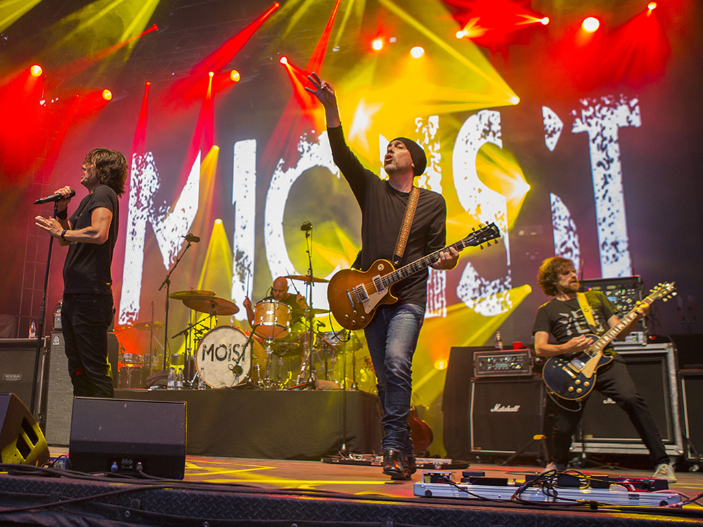 (L-R) David Usher and Mark Makoway of Moist perform at the Festival d’été de Québec on July 10, 2019, in Quebec City.