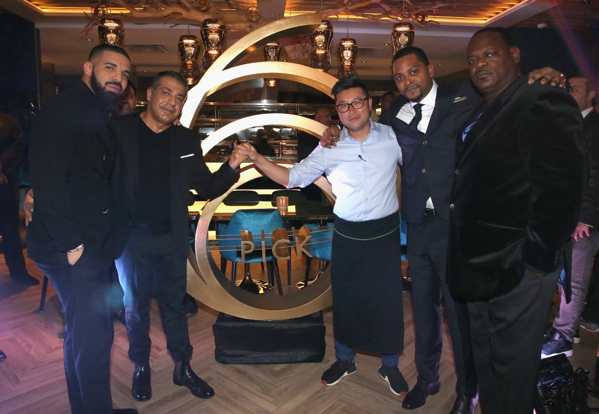 (L-R) George Dukes, Antonio Park, Drake and Chubbs attend as Drake, Chubbs and guest host OVO Friends and Family Event of new restaurant Pick 6IX with The House Of Remy Martin on January 10, 2018 in Toronto, Canada.
