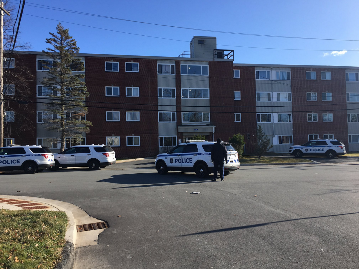 Halifax Regional Police attend a barricaded person call in Dartmouth on Saturday, Nov. 16, 2019. 